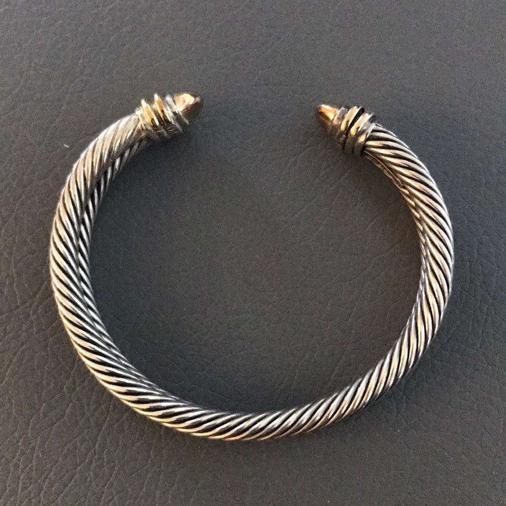 David Yurman sterling + 14k gold cable bracelet